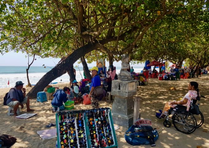 Kuta Beach is crowded but fun.