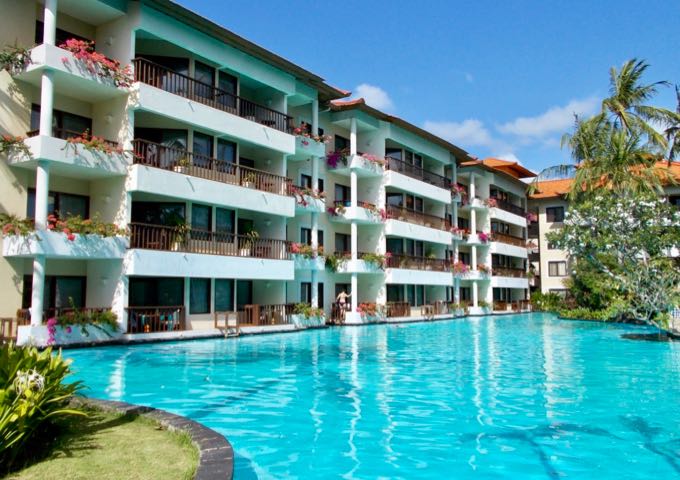 Much of the accommodations faces the main pool, and the ground floor rooms offer direct pool access.