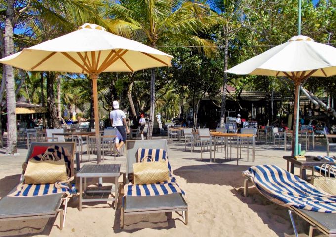 The resort offers plenty of lounge chairs and umbrellas at the beach.