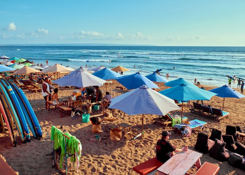 Beach hotels in Canggu, Bali.