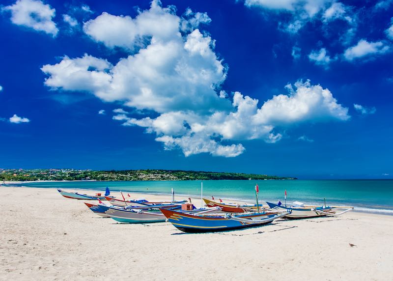 Beach hotels in Jimbaran, Bali.
