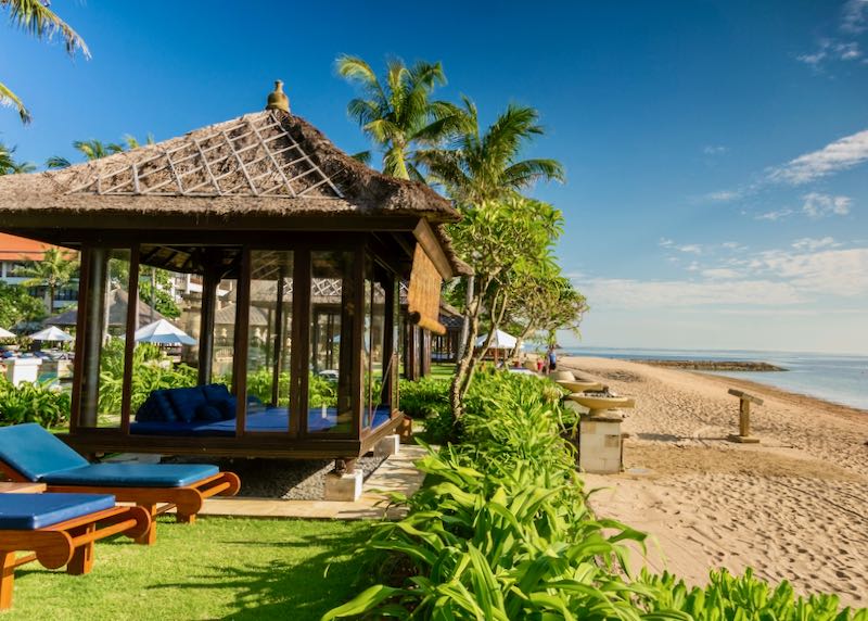Beach hotels in Sanur, Bali.