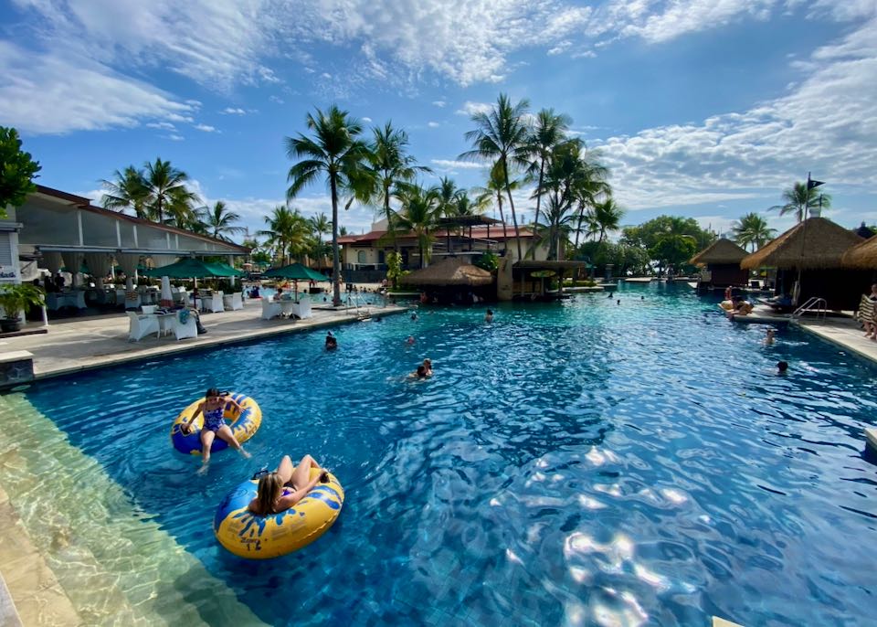 Waterslides and huge pool for families in Bali.