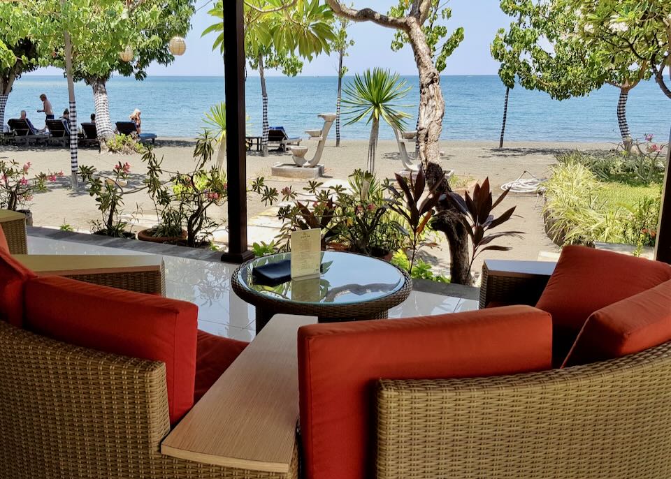 The beach at Adi Assri hotel in Lovina, Bali.