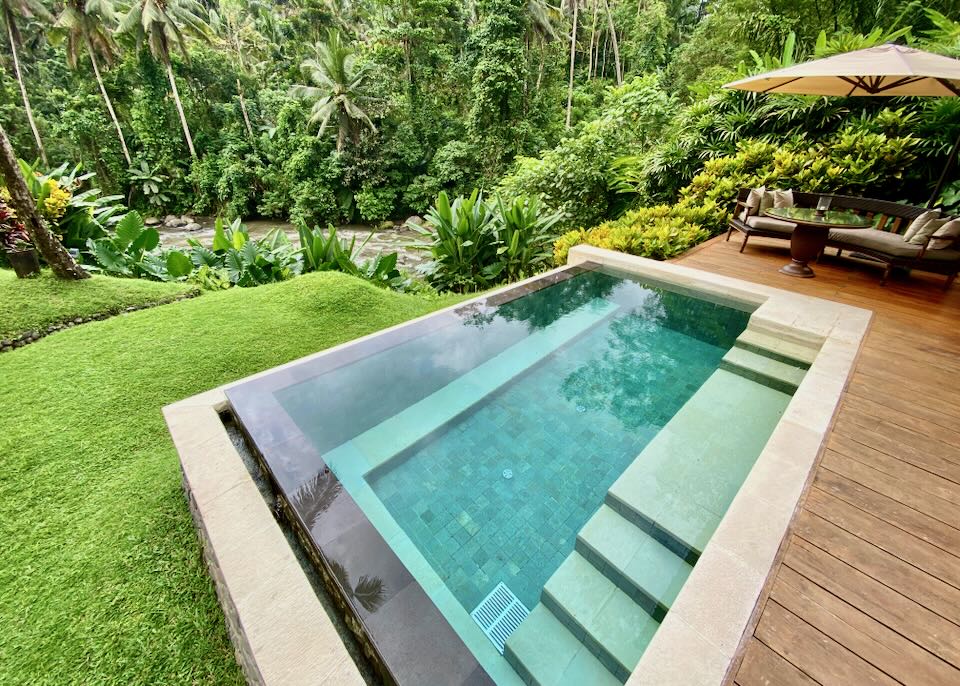 A private pool along the river at the Four Seasons at Sayan in Ubud Bali.