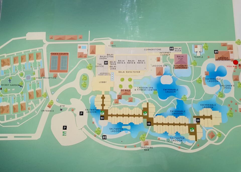 A colorful map of the Laguna grounds.