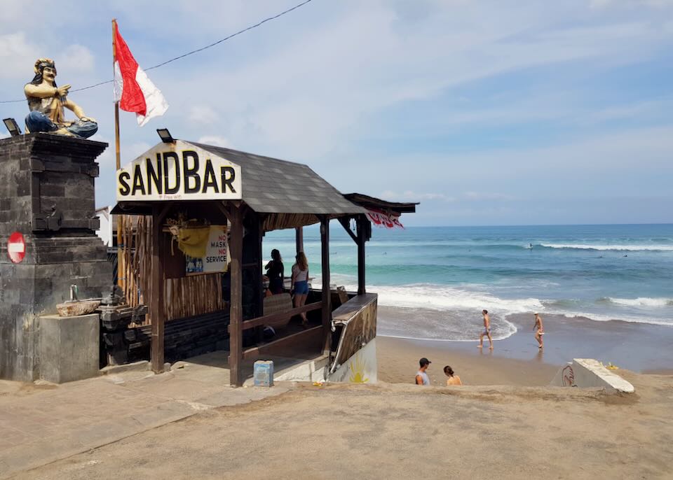 The SandBar sits overlooking the ocean.