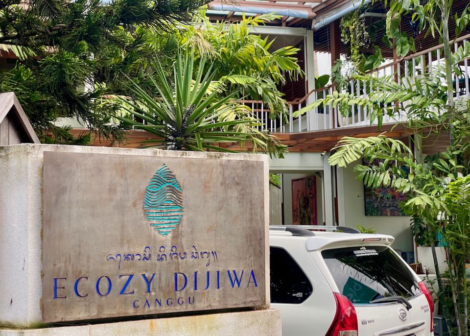 The sign outside the Ecozy Dijiwa.