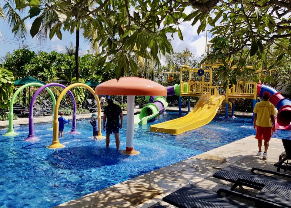 Smaller slides empty into a children's pool.