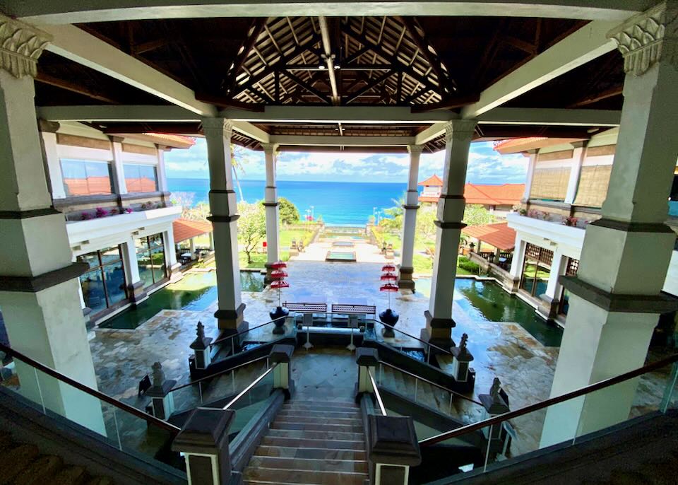 A view of the ocean from the lobby.