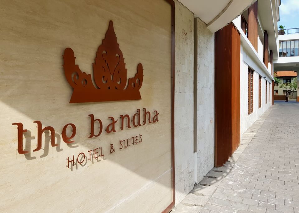 The Bandha sign outside the hotel.