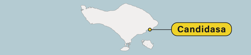 Map showing Candidasa in central Bali.
